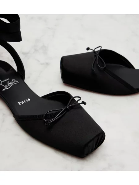 Balerini Christian Louboutin din satin negru