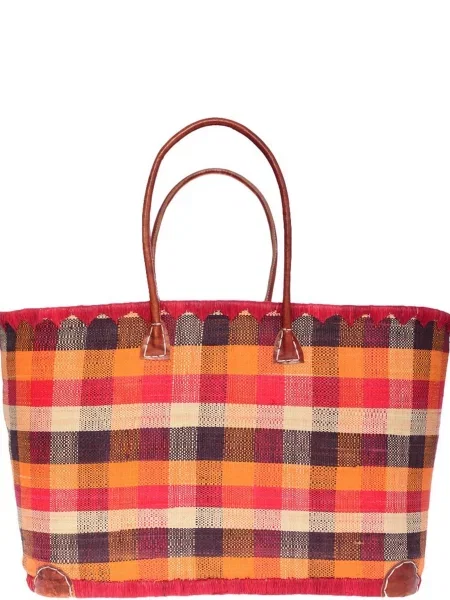 Le Comptoir de la plage Пляжна сумка Madras_GM_Rouge Солома червоний