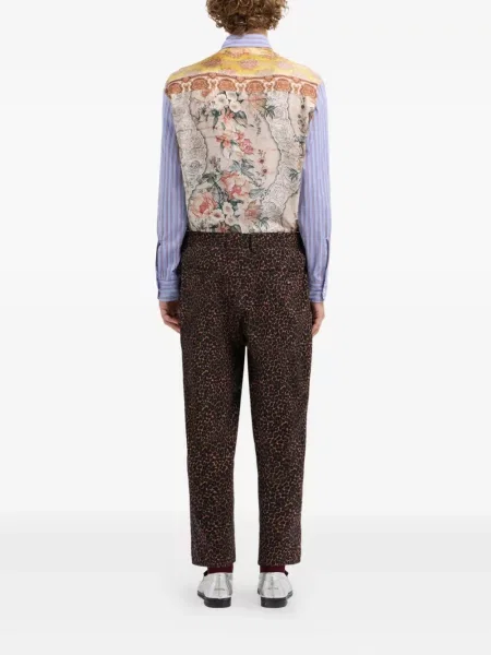 Pantaloni Pierre-louis Mascia cu imagine cu model leopard plisate maro