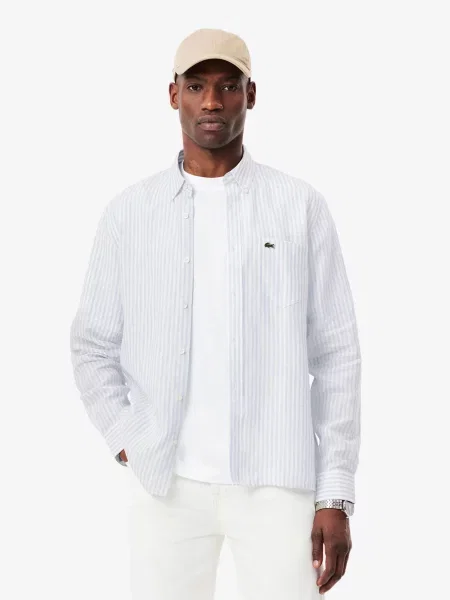 Лляна сорочка Lacoste блакитна
