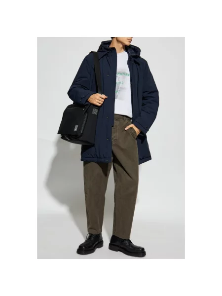 Płaszcz Woolrich z kapturem niebieski