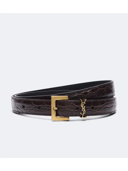 Cu centură curea Saint Laurent din piele maro