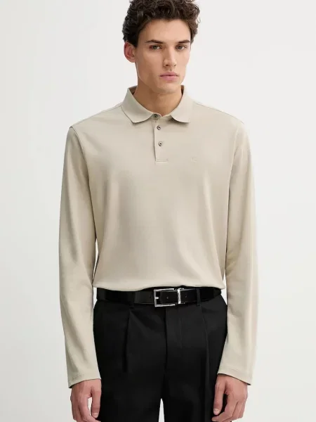 Majica z dolgimi rokavi Calvin Klein bež