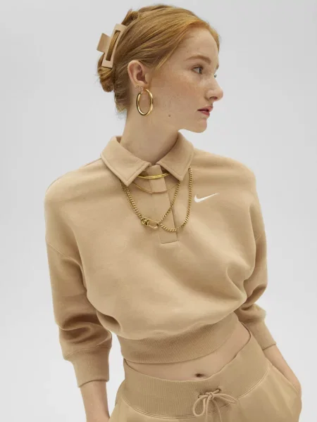 NIKE Штаны спортивные Женское Тауп без подкладки