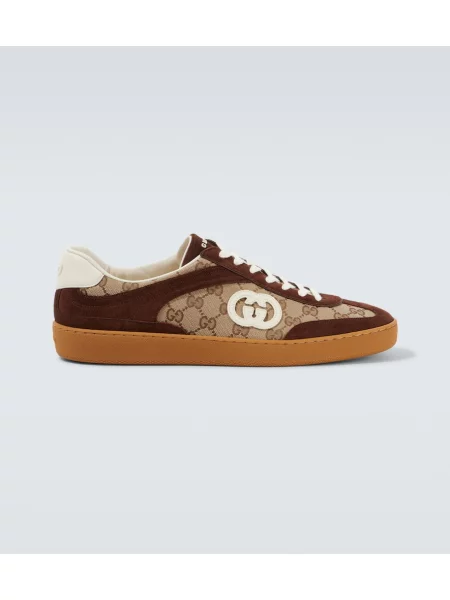 Sneakerși Gucci din piele de căprioară maro