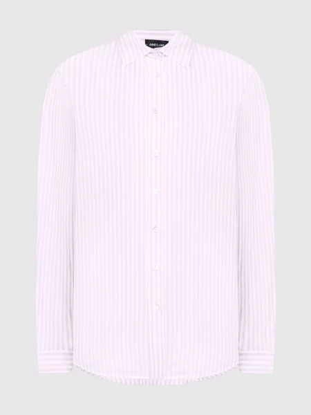 Сорочка в смужку з льоном Anneclaire рожева