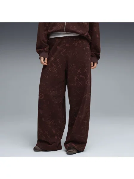 PUMA spodnie Street Glam Slouchy Akcesoria S brązowy