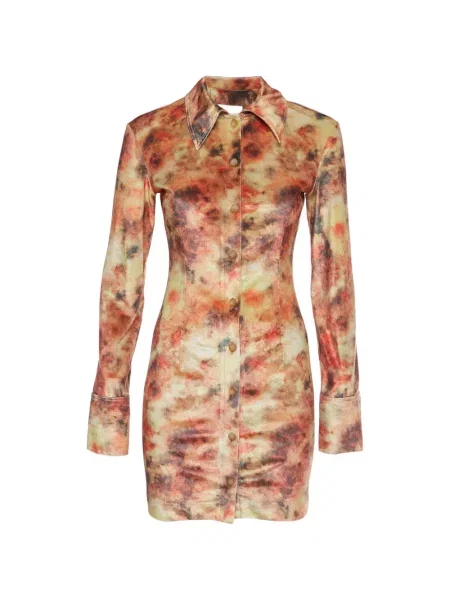 Rochie mini Nanushka de catifea cu model floral cu imagine portocaliu