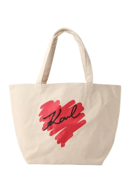 Karl Lagerfeld Cu două fețe geantă shopper K/HEARTS bej