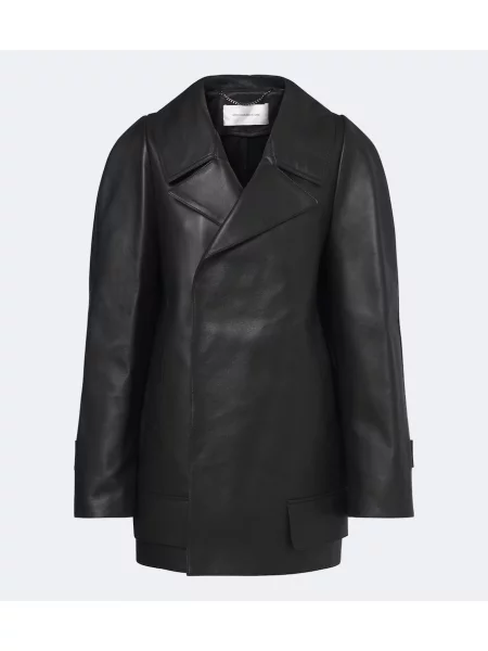 Palton Victoria Beckham din piele negru