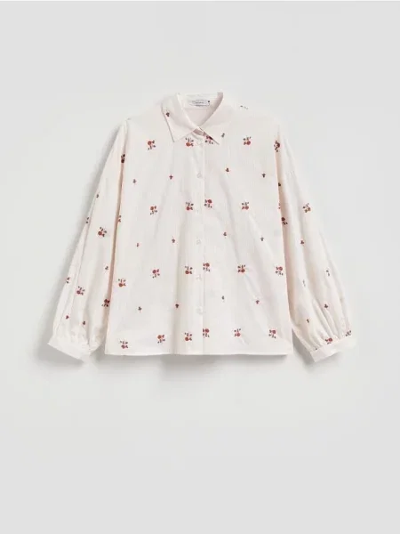Reserved košeľa s vyšívanými detailmi béžová