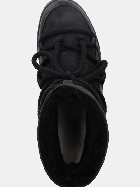 Кожаные классические сапоги Inuikii на танкетке черные