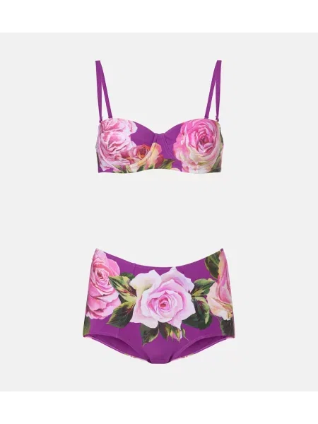 Bikini Dolce&gabbana cu model floral cu imagine violet