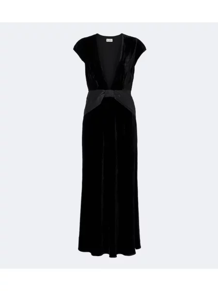 Rochie midi Rixo de catifea drapată negru