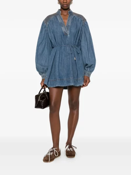 Rochie din denim Aje albastru