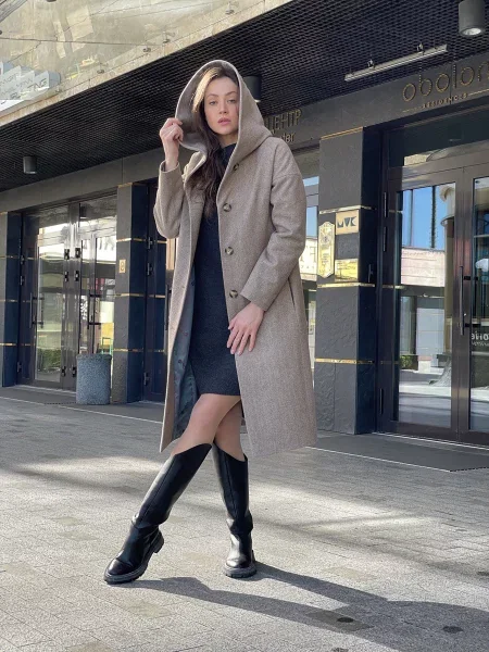 CAT ORANGE Пальто з утеплювачем Світло-коричневий Вовна помаранчеве