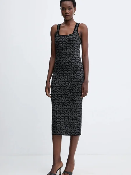 MICHAEL Michael Kors rochie midi mulată negru