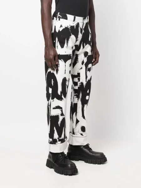 Straight fit džíny Alexander Mcqueen s potiskem bílé