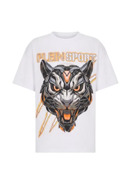 Tricou sport Plein Sport cu imagine cu dungi de tigru alb
