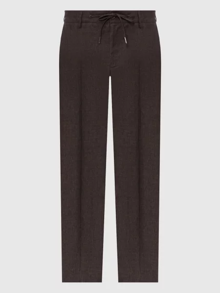 Штани з льону Bertolo Cashmere коричневі