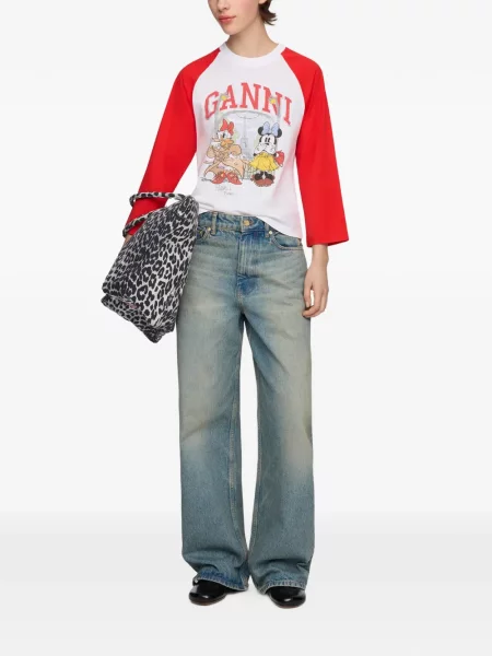 Tricou Ganni cu imagine alb