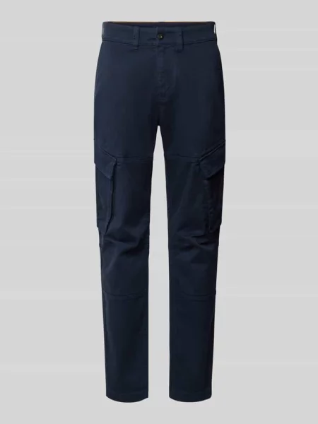 Spodnie cargo o kroju straight fit z mieszanki bawełny Mcneal granatowe