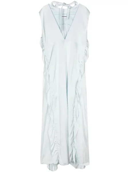 Rochie maxi Jil Sander din satin de costum albastru