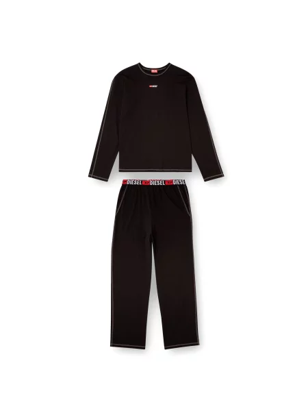 DIESEL Pijama lungă NOLAN roșu / negru alb