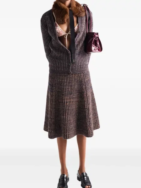 Cardigan Prada tricotate cu decolteu în V albastru