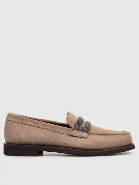 Замшеві лофери з ланцюжком моніль Brunello Cucinelli коричневі