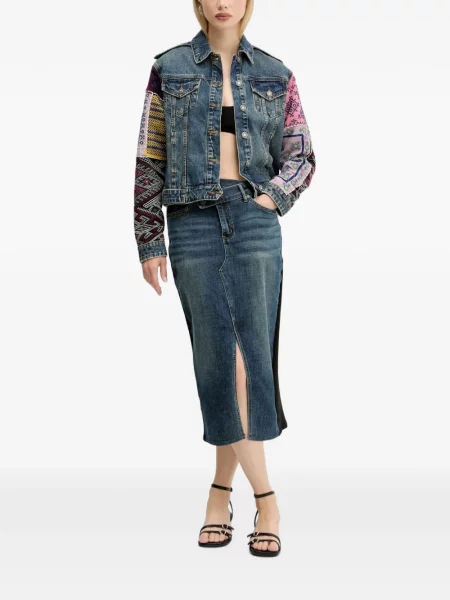 Fustă din denim Desigual albastru