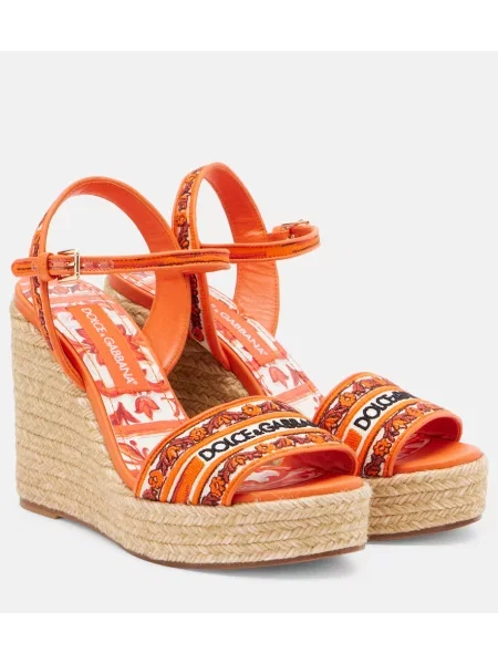 Espadrile Dolce&gabbana cu broderie cu model floral portocaliu