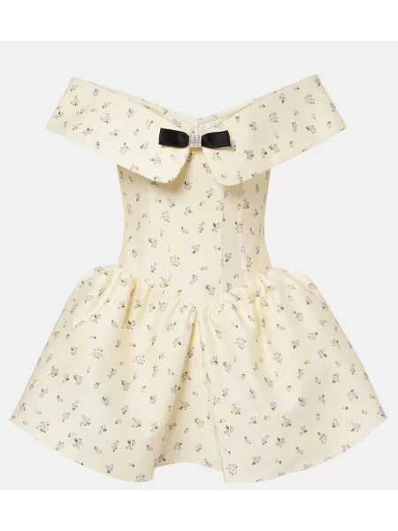 Rochie Shushu/tong de mătase cu model floral galben