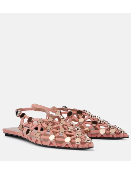 Balerini The Attico din piele de căprioară slingback roz