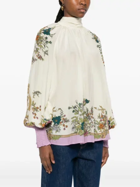 Bluză Alemais cu model floral cu imagine alb