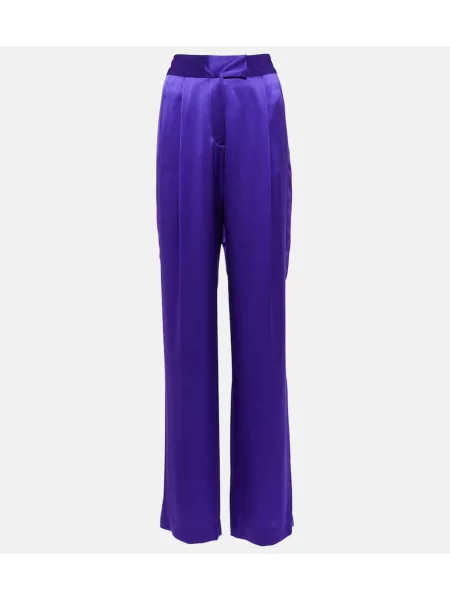 Pantaloni The Sei cu talie înaltă din satin violet