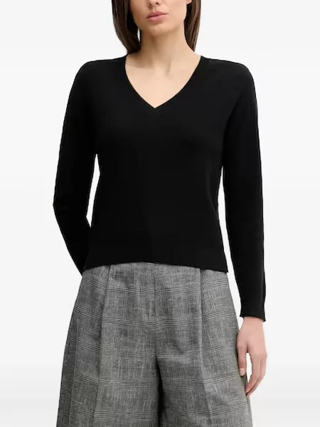 Pulover Benetton cu decolteu în V negru