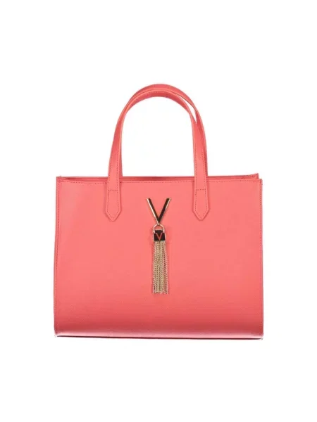 Lniana shopperka Valentino By Mario Valentino różowa