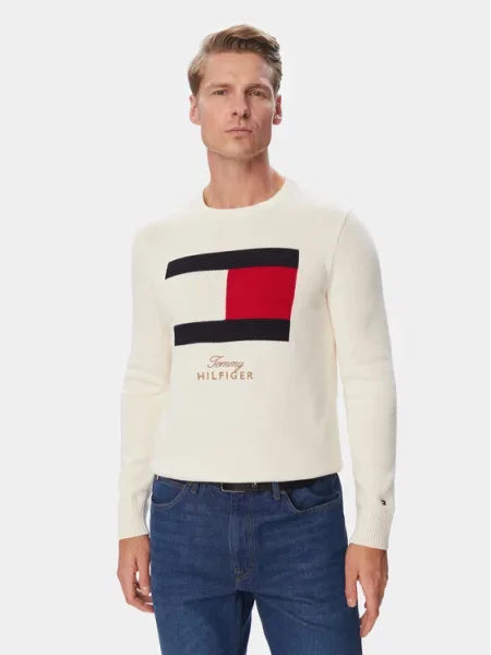 Tommy Hilfiger Sweter Kremowy