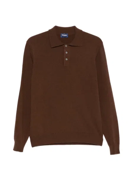 Lung tricou polo Drumohr maro