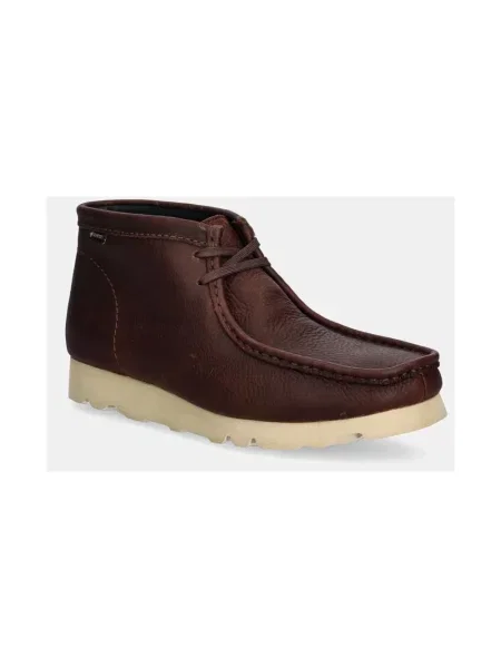 Botki Clarks skórzane brązowe