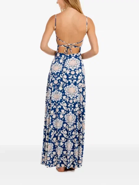 Rochie maxi Agua Bendita cu imagine de costum albastru