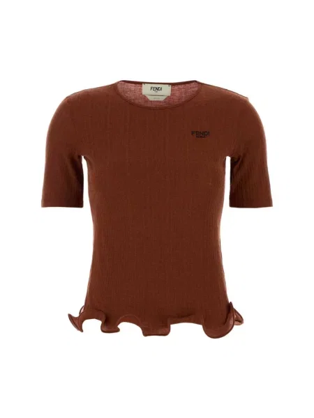 Prążkowany koszulka Fendi czerwona