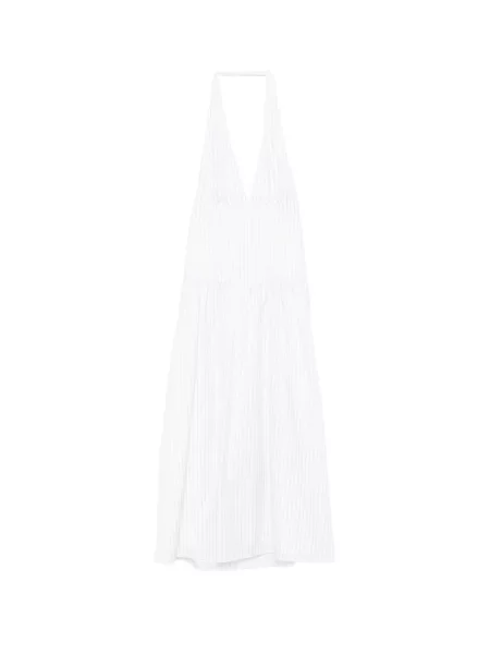 Sukienka midi Alfie do kolan z dekoltem halter garniturowa biała