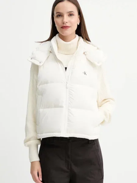 Пухен елек Calvin Klein Jeans зимен модел бежово