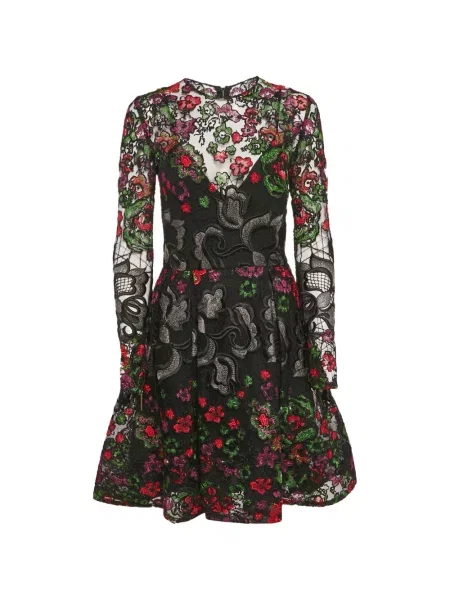 Rochie mini Elie Saab cu broderie cu model floral negru