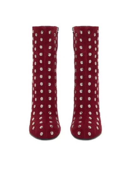 Eva Minge Škornji Bordo rdeča