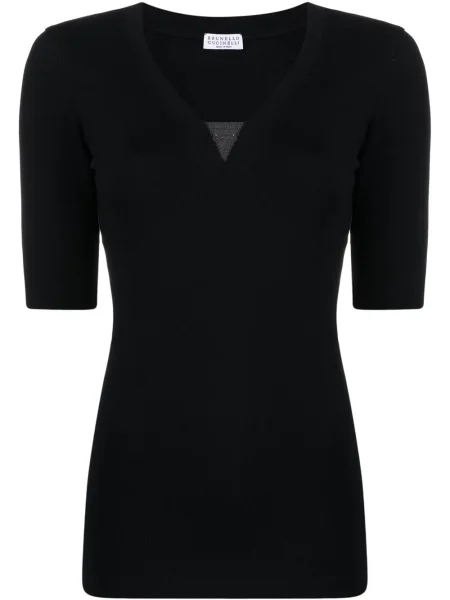 Tricou Brunello Cucinelli cu decolteu în V negru