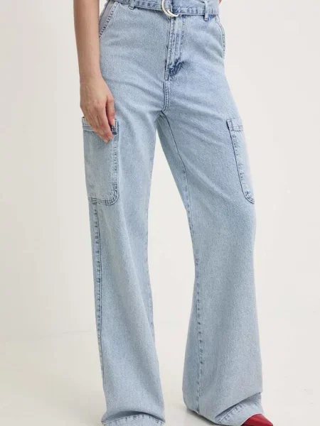 Дънки Answear Lab с висока талия синьо