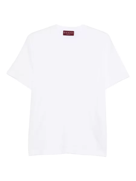 Tricou Gucci cu decolteu rotund scurt alb